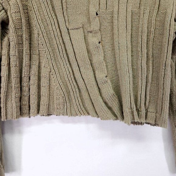 LILITH Wool Blend Cropped Sweater Size Medium Distress Green Long Sleeve - Picture 15 of 16